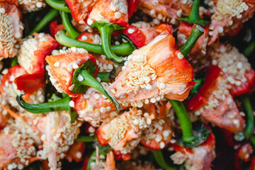 full frame of pepper pedicle with seed cleaned for seeding selection