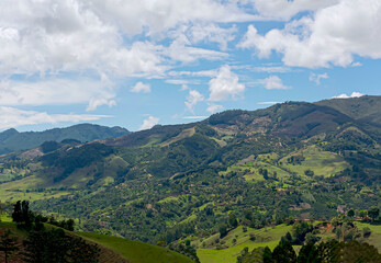 View of the beautiful mountainous landscape of Santander, Colombia.