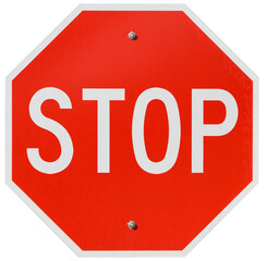 Signs: Red Stop Sign - obrazy, fototapety, plakaty