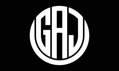 GAJ shield in circle logo design vector template. letter mark, wordmark, monogram symbol on white background. - obrazy, fototapety, plakaty