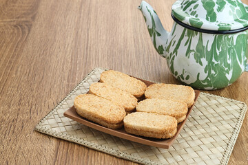 Kue Sagon, Indonesian traditional snacks, made from flour, grated coconut, sugar and then baked
