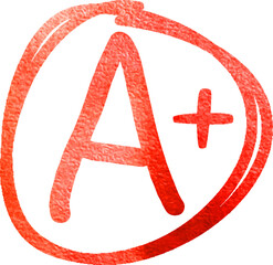 Obraz premium Watercolor grades with circles, A mark pluses school education