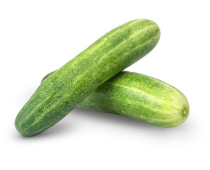 Two fresh cucumbers with shadow isolated