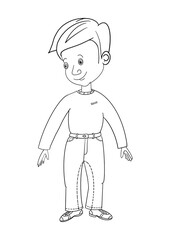 Cute boy schoolboy outline isolated