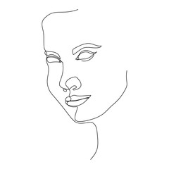 one line stroke drawn in minimalist beauty face and head