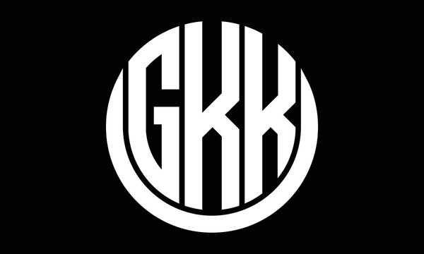 GKK shield in circle logo design vector template. letter mark, wordmark, monogram symbol on white background.