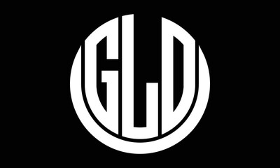 GLO shield in circle logo design vector template. letter mark, wordmark, monogram symbol on white background.