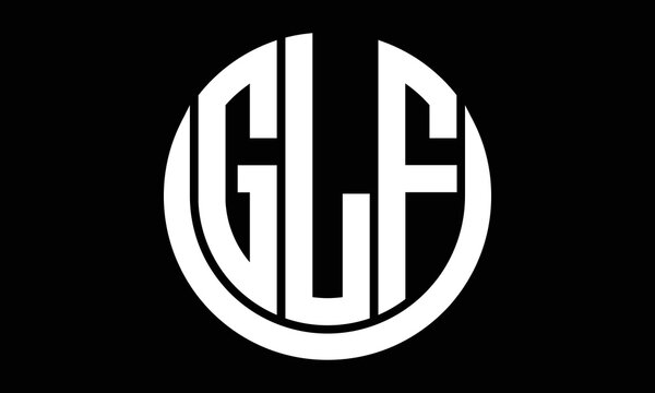 GLF shield in circle logo design vector template. letter mark, wordmark, monogram symbol on white background.