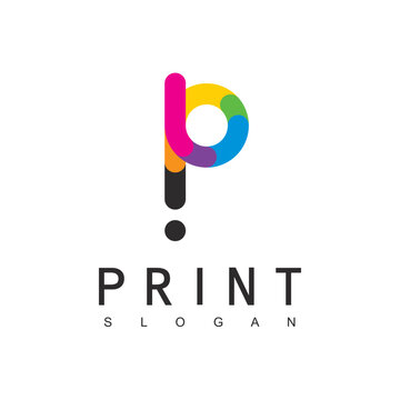 Digital Print Logo Template Using Colorful  P Initial