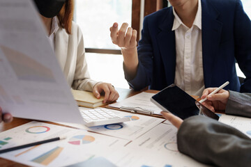 Success business team. Business data dashboard analysis by brainstorming