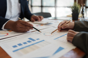 Success business team. Business data dashboard analysis by brainstorming
