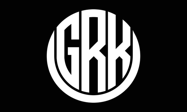 GRK shield in circle logo design vector template. letter mark, wordmark, monogram symbol on white background.