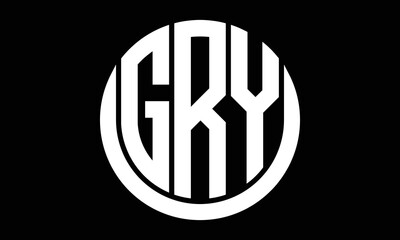 GRY shield in circle logo design vector template. letter mark, wordmark, monogram symbol on white background.
