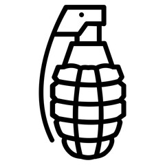 Hand grenade for bombing in wars, line icon