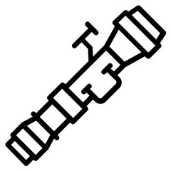 A telescope icon in outline design, astrophysics vector 