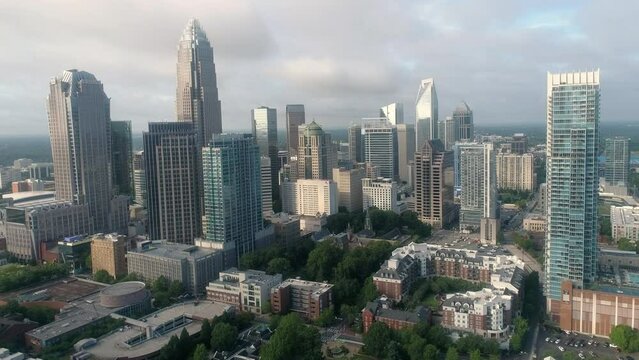 Aerial skyline view of Downtown Charlotte, North Carolina