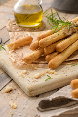 Traditional italian breadsticks grissini