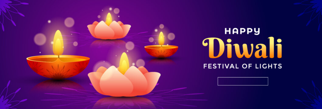 Happy Diwali Festival Banner Vector Illustration Design