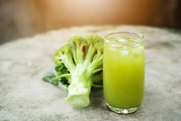 Glass of broccoli juice, broccoli Healthy drink
