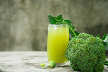 Glass of broccoli juice, broccoli Healthy drink