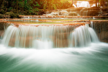 Huay Mae Kamin Waterfall, beautiful waterfall in Kanchanaburi, thailand