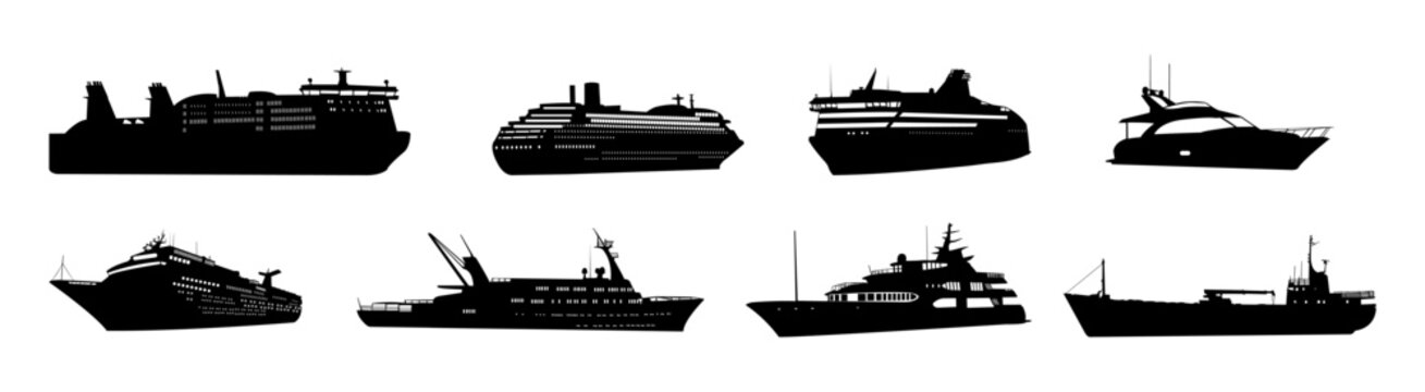 Ship And Boat Silhouette Vector Collection