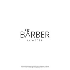 barber word, with scissors icon as letter A