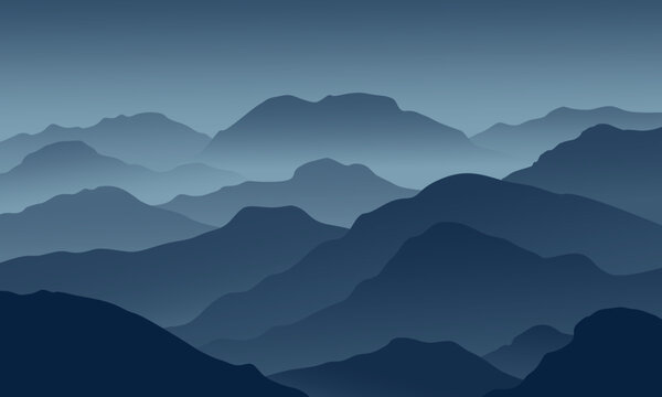hills at night with misty and night sky