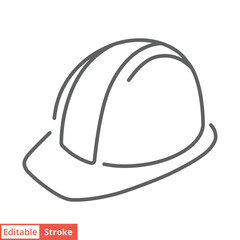 Construction safety helmet icon. Simple outline style. Hard hat, worker cap, protect and safe concept. Thin line vector illustration design isolated on white background. Editable stroke EPS 10.