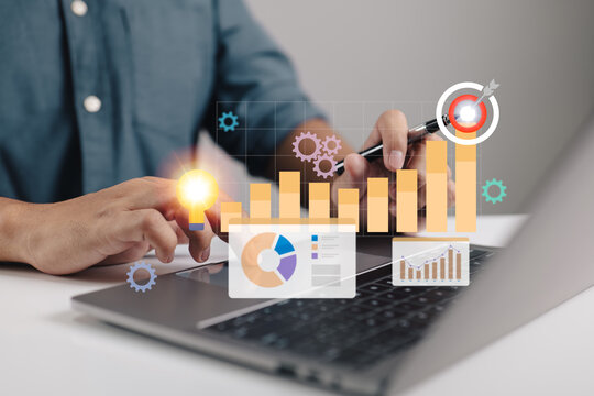 Concept of strategic business planning. company goals, vision, competitive intelligence, guiding principles, and brand success.