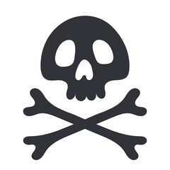 Skull and crossbones black silhouette. Halloween or pirate symbol, skeleton scary icon flat vector illustration isolated on white background.