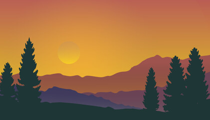 soothing view of the evening sky from the top of the hills, the sunset