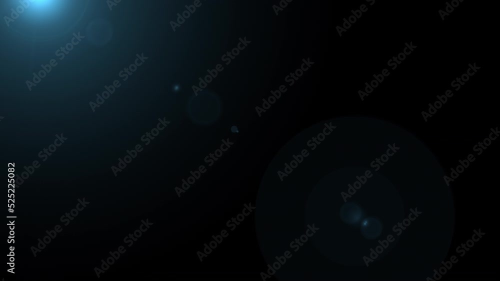 Aufkleber loop top left blue optical lens flares shine rays transition seamless loop for project screen overla