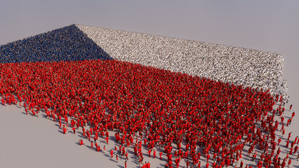 Czech Banner Background, with People congregating to form the Flag of Czech Republic.