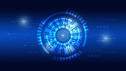 abstract futuristic innovation technology background concept. virtual glowing blue light Hi-tech circle digital HUD screen for modern graphic design