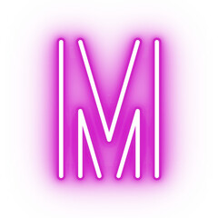Neon alphabet M icon, glowing icon, glowing alphabet icon, glowing M, glowing letter, neon letter