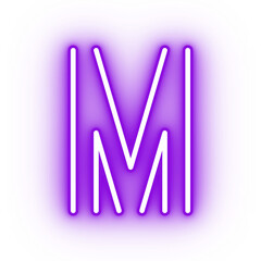 Neon alphabet M icon, glowing icon, glowing alphabet icon, glowing M, glowing letter, neon letter