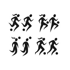 set of silhouette football players vector stock illustration