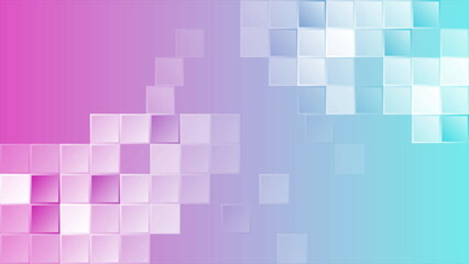 Bright blue pink tech geometric design with glossy squares