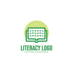 literacy logo design vector with gown icon