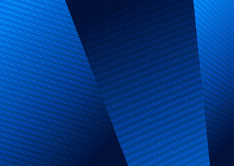 Blue curved refracted geometric lines tech abstract background. Vector design