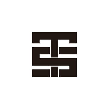 letter ts linked overlapping line logo vector