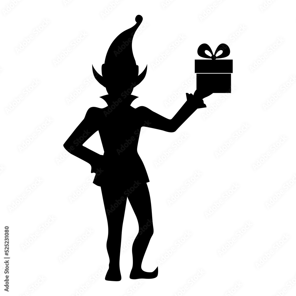 Sticker Christmas elf silhouette