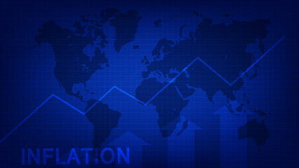 Inflation background worldwide due to pandemic. Graph showing increase in inflation Worldwide background concept