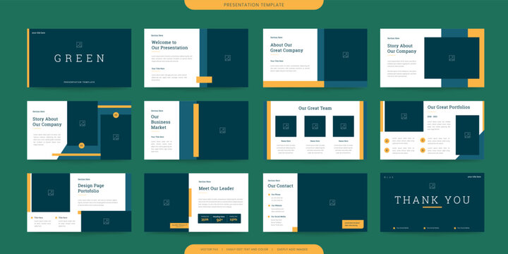 minimalist presentation templates or corporate booklet. Use in flyer and leaflet, marketing banner, advertising brochure, annual report or website slider. Green yellow color company profile vector