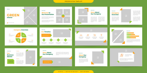minimalist presentation templates. corporate booklet use in flyer and leaflet, marketing banner, advertising brochure, annual business report, website slider. Green yellow color company profile vector