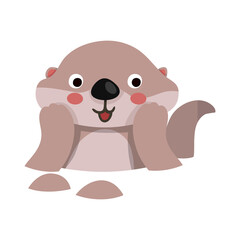 Cute zoo alphabet in vector. O letter. Funny cartoon animals otter.