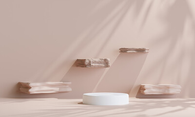 podium for product presentation. Natural beauty pedestal, relaxation and health, 3d illustration.