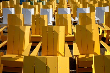 Colorful wood chairs