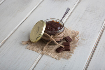 Chocolate mousse Dessert in a glass jar personal serving
